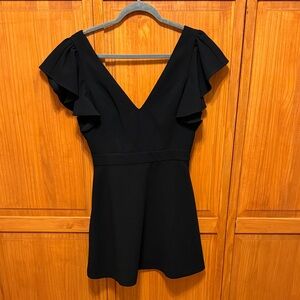 BCBG Elegant Black Ruffle Sleeve Dress